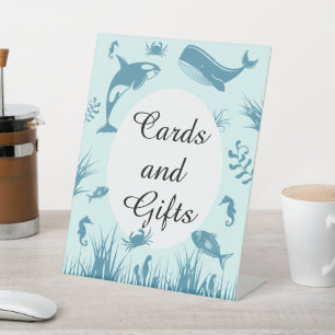 Blue Under Sea Baby Shower Cards & Gifts Schild