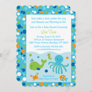Blue Under Sea Baby Shower Einladung