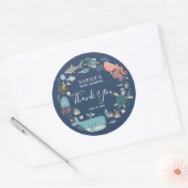 Blue Under Sea Baby Shower Vielen Dank Classic R Runder Aufkleber (Umschlag)