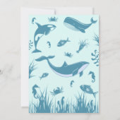 Blue Under Sea Birthday Party Einladung (Rückseite)
