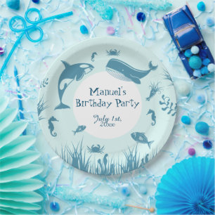 Blue Under Sea Birthday Party Pappteller