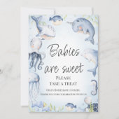 Blue Under Sea Boys Baby Shower Table Sign Einladung (Vorderseite)