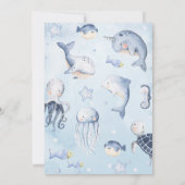 Blue Under Sea Boys Baby Shower Table Sign Einladung (Rückseite)