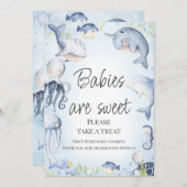 Blue Under Sea Boys Baby Shower Table Sign Einladung (Vorne/Hinten)