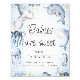 Blue Under Sea Boys Baby Shower Table Sign Fotodruck