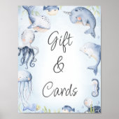 Blue Under Sea Creatures Baby Shower Sign Poster (Vorne)