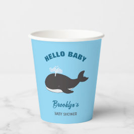 Blue Under Sea Hello Baby Shower Gray Whale Pappbecher