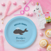 Blue Under Sea Hello Baby Shower Gray Whale Pappteller (Party)