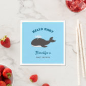 Blue Under Sea Hello Baby Shower Gray Whale Serviette (Beispiel)