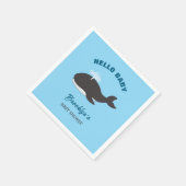 Blue Under Sea Hello Baby Shower Gray Whale Serviette (Ecke)