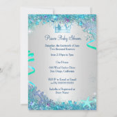 Blue under Sea Prince Baby Dusche Brünetter Junge Einladung (Rückseite)