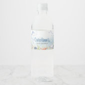 Blue Under the Sea Baby Shower Wasserflaschenetikett (Vorderseite)