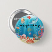 Blue Under the Sea birthday Button (Vorne & Hinten)