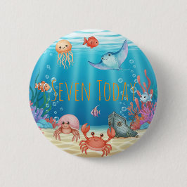 Blue Under the Sea birthday Button