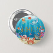 Blue Under the Sea birthday Button (Vorne & Hinten)