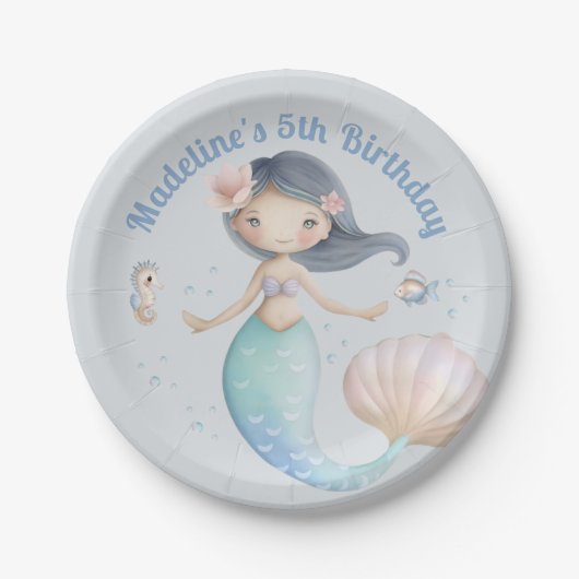 Blue Under the Sea Mermaid Birthday Party Pappteller (Vorderseite)