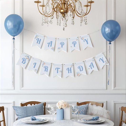 Blue Under the Sea Mermaid Birthday Wimpelkette