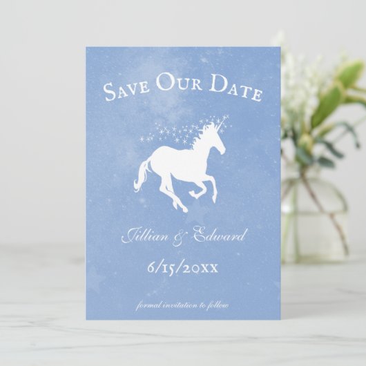 Blue Unicorn Ankündigung Datum freihalten (Stehend Vorderseite)