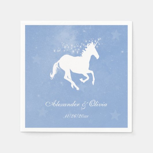 Blue Unicorn Brautparty Napkin Serviette (Vorderseite)