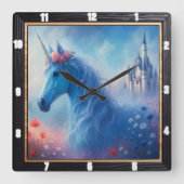 Blue Unicorn Burg Traumstrecke Airolo - Gletsch Quadratische Wanduhr (Vorderseite)