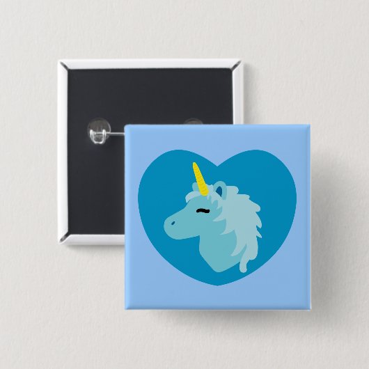 Blue Unicorn Button (Vorne & Hinten)