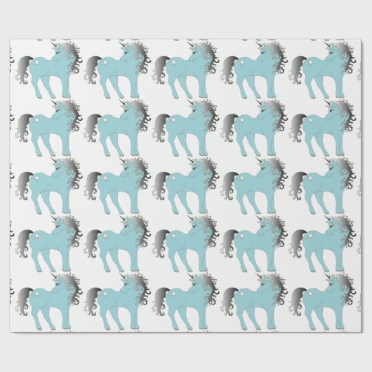 Blue Unicorn Geschenkpapier (Flach)