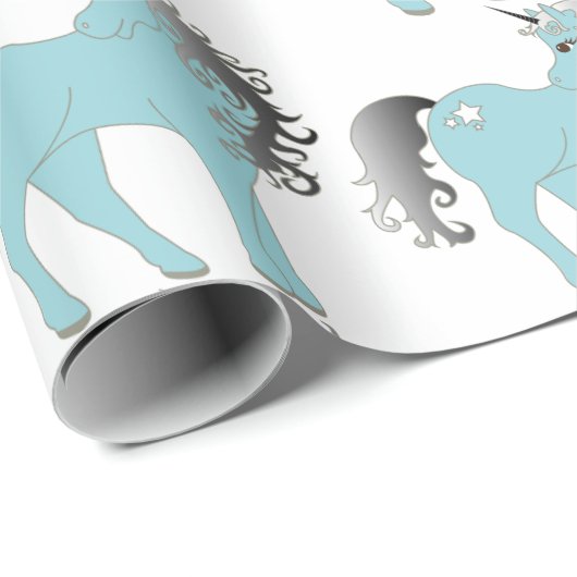 Blue Unicorn Geschenkpapier (Rolleneckpunkt)