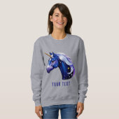 Blue Unicorn Head Portrait in Starry Night Space Sweatshirt (Vorne ganz)