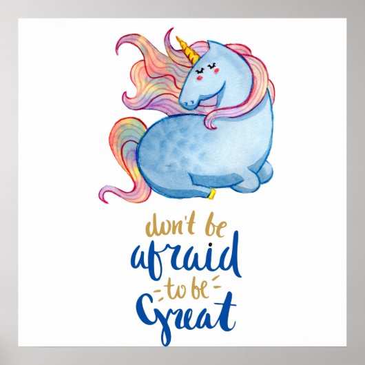 Blue Unicorn Inspiration Zitat Poster (Vorne)