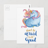 Blue Unicorn Inspiration Zitat Postkarte (Vorne/Hinten)