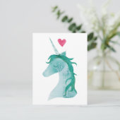 Blue Unicorn Magie mit Herz Postkarte (Stehend Vorderseite)