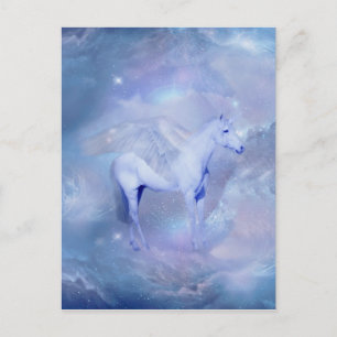 Blue Unicorn mit Flügelfantasie Postkarte