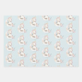 Blue Unicorn on Cloud Birthday Geschenkpapier Set (Vorderseite)