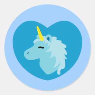 Blue Unicorn Runder Aufkleber