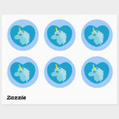 Blue Unicorn Runder Aufkleber (Blatt)