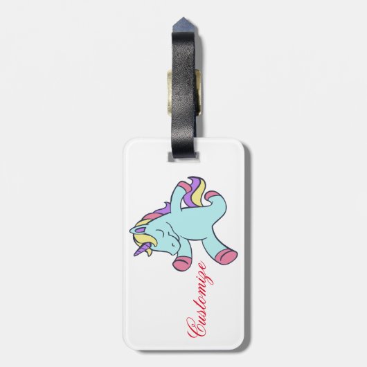 Blue Unicorn Running Thunder_Cove Gepäckanhänger (Rückseite vertikal)