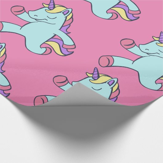Blue Unicorn Running Thunder_Cove Geschenkpapier (Ecke)