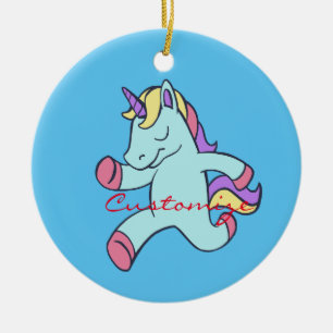Blue Unicorn Running Thunder_Cove Keramik Ornament