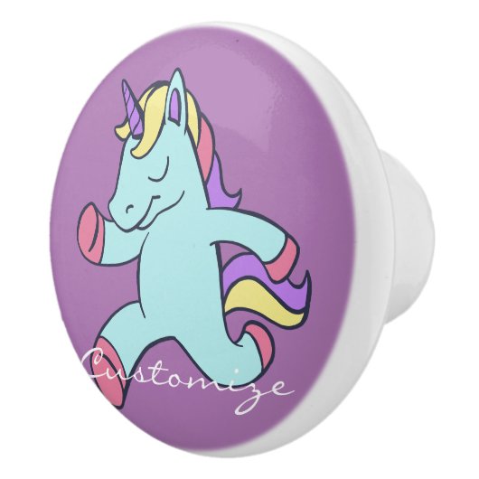 Blue Unicorn Running Thunder_Cove Keramikknauf (Rechts)