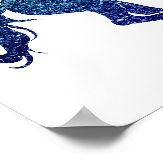 Blue Unicorn Sparkle Poster (Ecke)