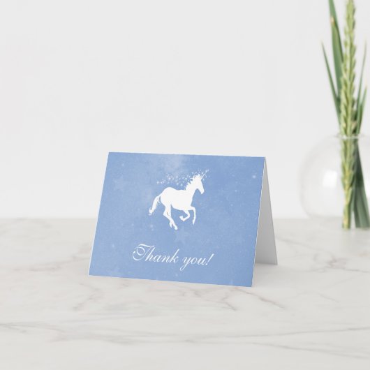 Blue Unicorn Wedding Danke Cards (Vorderseite)