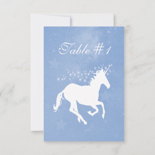 Blue Unicorn Wedding Reception Table Card Einladung (Rückseite)