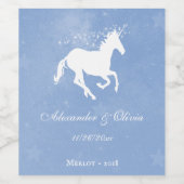 Blue Unicorn Wedding Wine Label Weinetikett (Einzelnes Label)