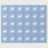 Blue Unicorn Wedding Wrapping Paper Geschenkpapier (Flach)