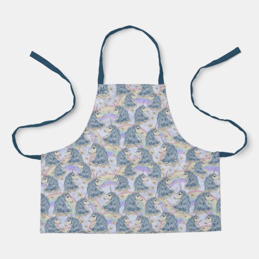 Blue Unicorns mit Regenbogen Schürze (Vorderseite)