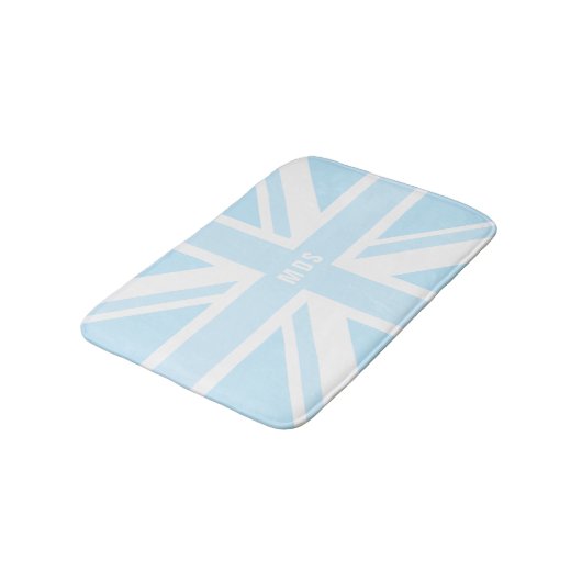 Blue Union Jack UK Flag Modern Monogram Bath Mat Badematte (Schrägansicht)