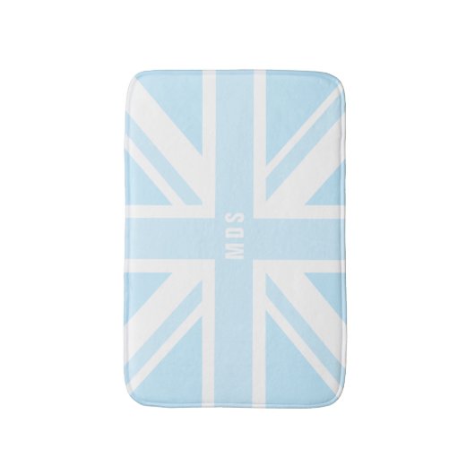 Blue Union Jack UK Flag Modern Monogram Bath Mat Badematte (Vorderseite Vertikal)
