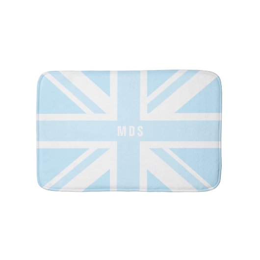 Blue Union Jack UK Flag Modern Monogram Bath Mat Badematte (Vorderseite)