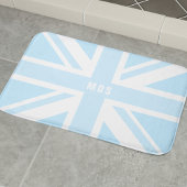 Blue Union Jack UK Flag Modern Monogram Bath Mat Badematte