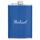 Blue Unique Beruflich Calligraphy Name Flachmann (Vorderseite)